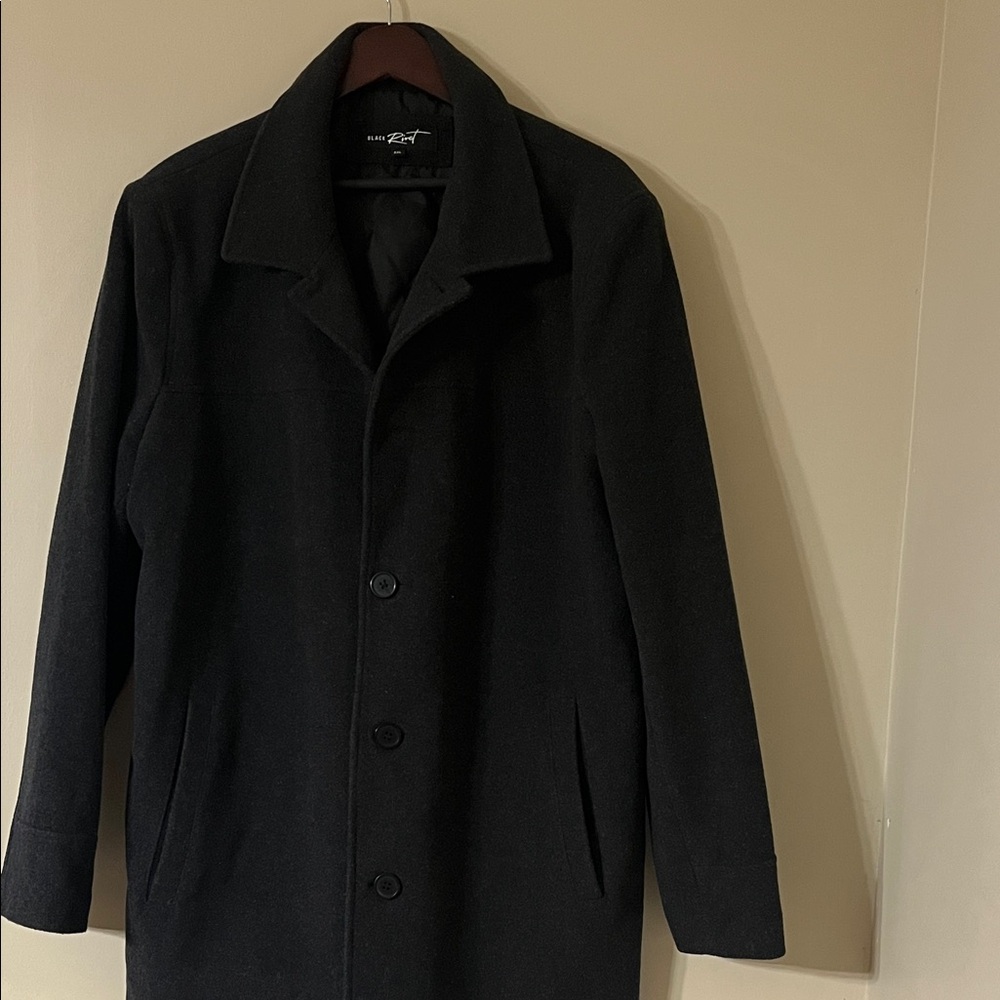 Black Rivet Men's Classic Black Trench Coat